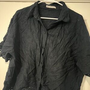 Abercrombie & Fitch Black Eyelet Top
